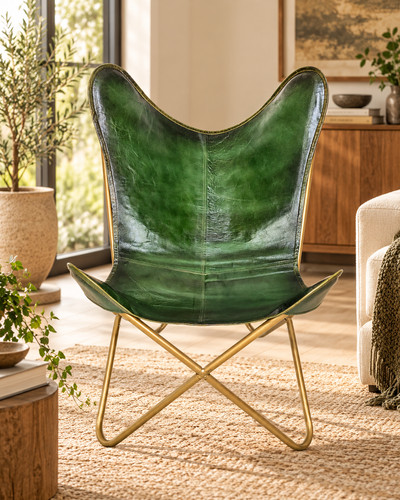 Green genuine leather - green,